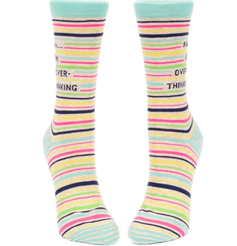 "Shhh...I'm Overthinking" Crew Socks