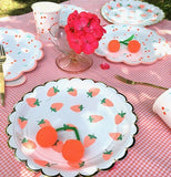 Set of 8 Large Paper Strawberry Plates