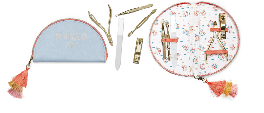 Blue Vegan Leather Manicure Kit, "Nailed It"