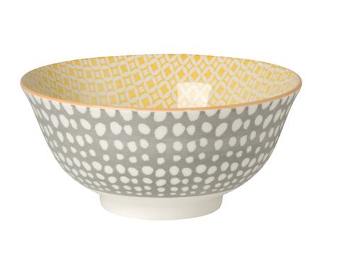 Stamped 6-Inch Bowl, "Yellow with Gray Spots"