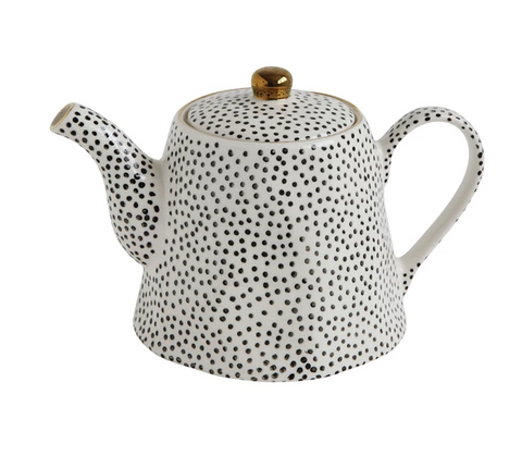 Stoneware Teapot With Gold Electroplating