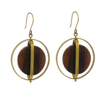 Ocotillo Earrings, "Brass and Wood Cage"