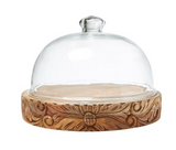 Glass Dome With Carved Base