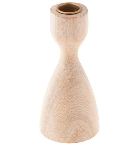 Small Bleached Wood Candle Holder
