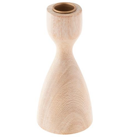 Small Bleached Wood Candle Holder