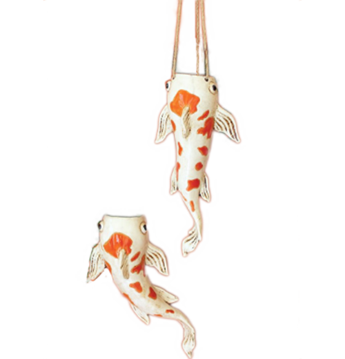 Ceramic Koi Fish Hanging Planter