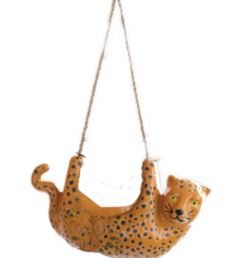 Ceramic Cheetah Hanging Planter