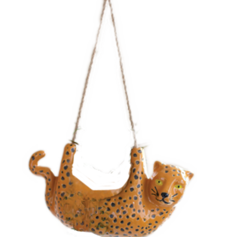 Ceramic Cheetah Hanging Planter