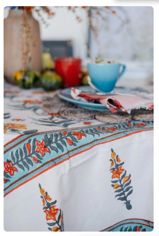 Block Print Tablecloth "Marigold"