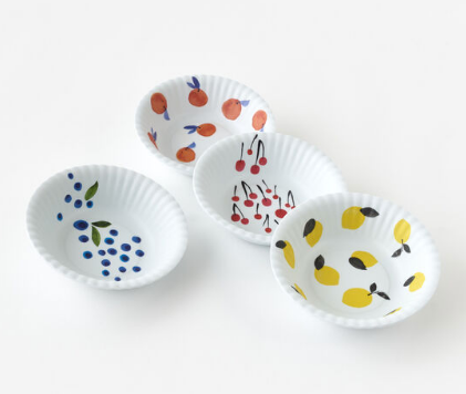 Set of 4 "Les Fruits" Melamine Bowls