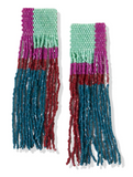 Belle Geo Shapes Beaded Fringe Mint Multicolor Earrings