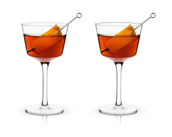 "Raye Angled Crystal" Nick &amp; Nora Glasses (Set of 2)