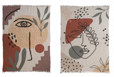 Cotton Throw With Abstract Face Design