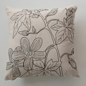 Natural &amp; Black Square Cotton Pillow