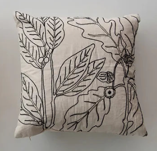 Natural &amp; Black Square Cotton Pillow