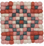 A pink, red, black, and white textured square.
