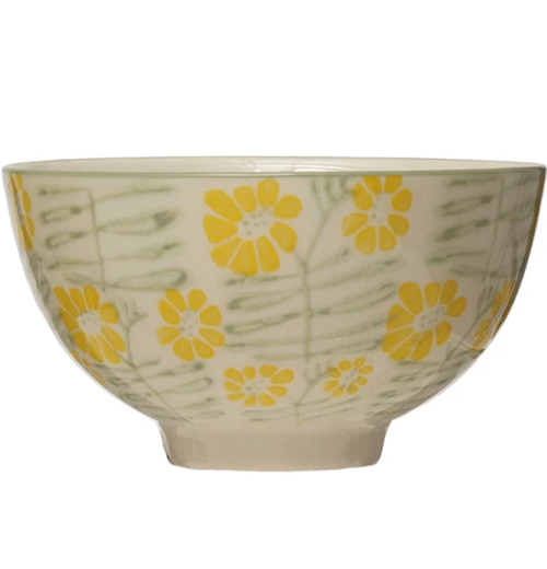 Hand-Stamped Stoneware Bowl
