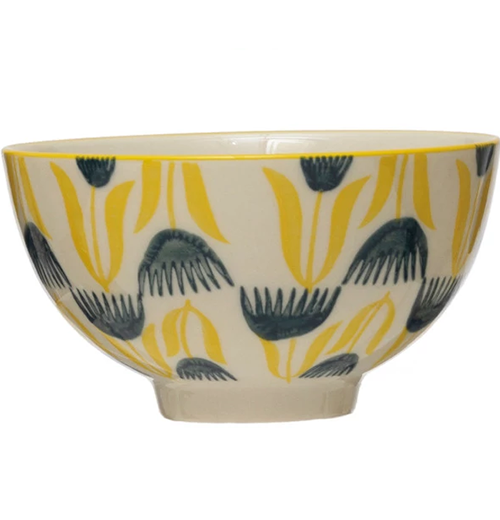 Hand-Stamped Stoneware Bowl