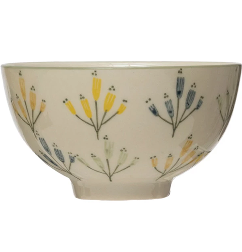 Hand-Stamped Stoneware Bowl