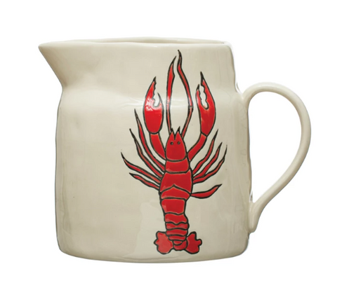 Stoneware Pitcher with Lobster