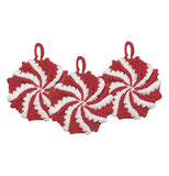  Tawashi Spiral Pepperment Scrubbers in red and white