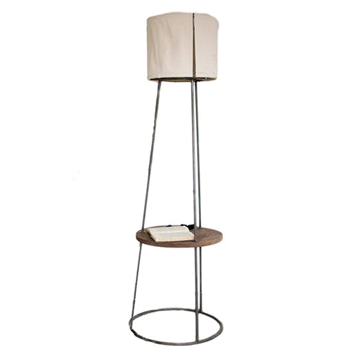 Side Table Floor Lamp w/ Canvas Shade
