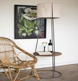 Side Table Floor Lamp w/ Canvas Shade