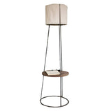 Side Table Floor Lamp w/ Canvas Shade