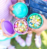 The Snack Stacks comes in aqua and purple so you could fill snacks and candies in it. 