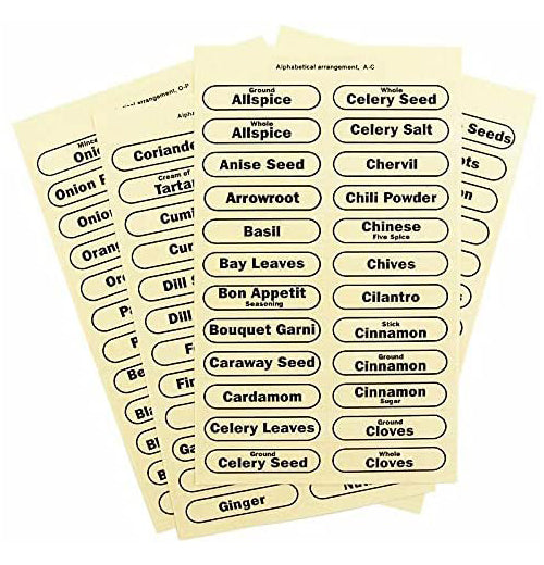 Clear Spice Labels, (Set of 96)