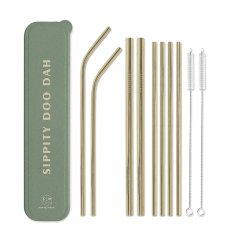 Stainless Steel Gold Straw Set