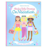 A "Sticker Dolly Dressing On Vacation" sticker book featuring three young women in beach apparel such as flip flops and sunglasses on the cover