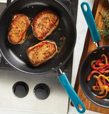 Teal Covered Stir Fry Pan