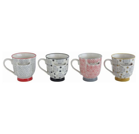 Creative Co-Op Stoneware Cup w/ Tea Bag Holder, Black/Grey – Little Red Hen