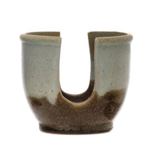 Stoneware Sponge Holder with Reactive Glaze