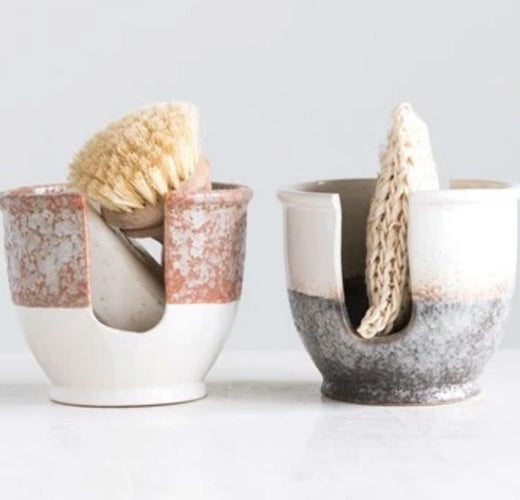 Stoneware Sponge Holder with Reactive Glaze