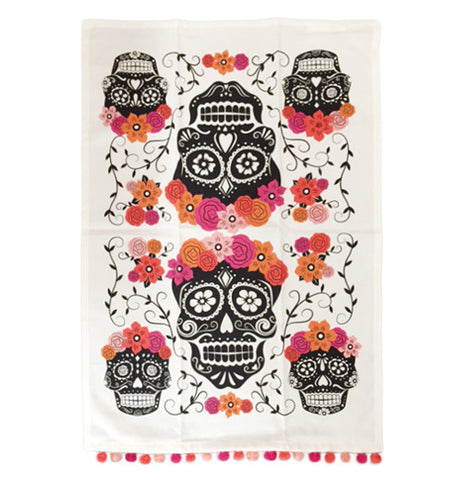 Sugar skull tea towel.