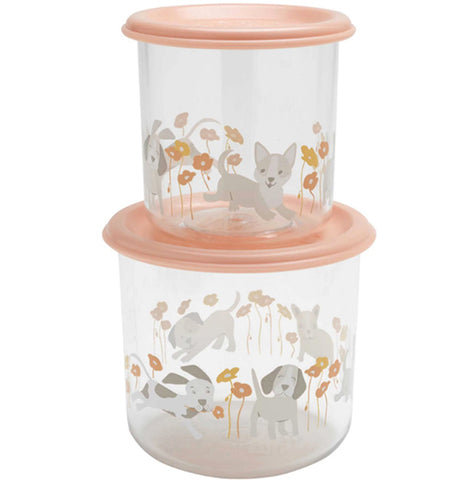 Set of 2 Large Puppies & Poppies Snack Containers