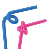 These are two different super bendy straws. One is blue and the other is pink.