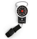 Travel luggage scale with strap for weighing luggage.