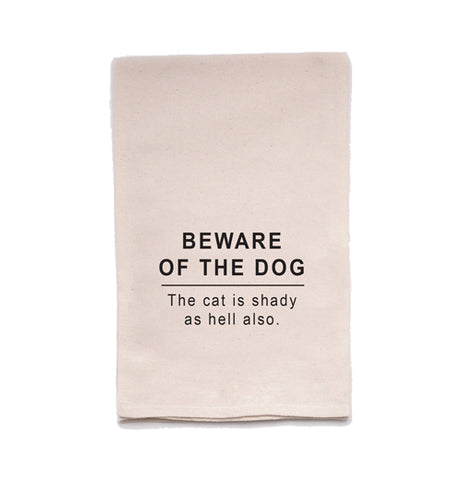 Tea Towel "Beware of The Dog"