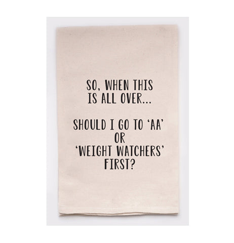 Tea Towel, "AA Or Weight Watchers"
