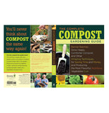 The front and back covers of the compost gardening guide book are shown. The front cover shows the title while the back cover shows a summary of the book's content.