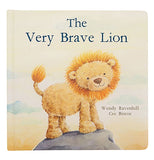 Front cover of The Very Brave Lion being viewed standing up on a hilltop.