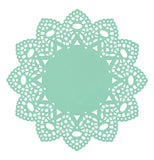 The Powder Coated Steel "Doily" Trivet with the Aqua color. 
