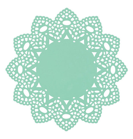 The Powder Coated Steel "Doily" Trivet with the Aqua color. 