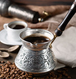 Turkish Silver Coffee Pot With Pearl Wooden Handle