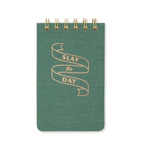 Twin Wire Notepad, Green "Slay The Day"