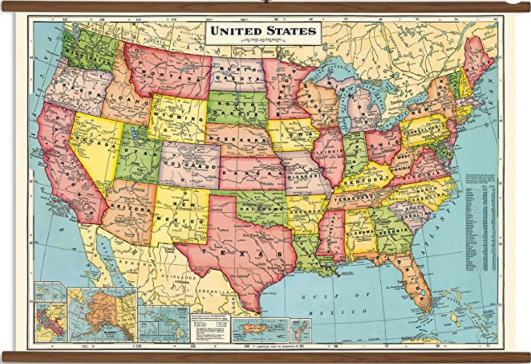 Vintage School Chart U.S.A. Map
