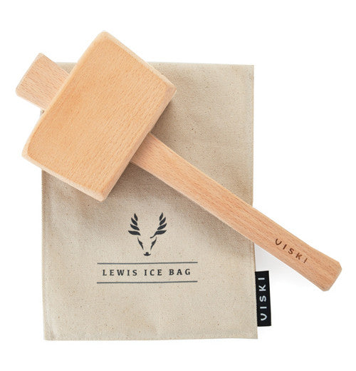 Beige lewis ice bag &amp; mallet.